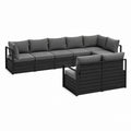 Salon de jardin modulaire 6 places anthracite en aluminium et polyester 300 x 230 x 70 cm