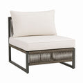 Fauteuil de jardin 1 place beige et gris en aluminium avec cordage 82 x 82 x 75 cm