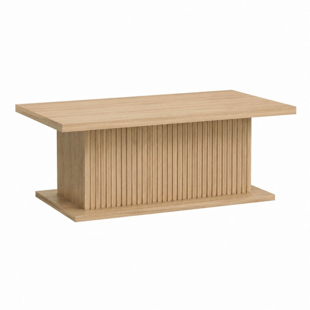 Table basse rectangulaire chêne clair en MDF plaqué chêne 100 x 60 x 45 cm