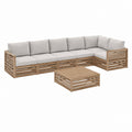 Salon de jardin d'angle 5 places en acacia massif beige avec table basse 280 x 210 cm