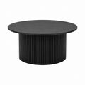 Table basse ronde noire en MDF et plateau effet marbre Ø 90 x H 45 cm
