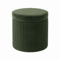 Pouf repose-pieds rond vert foncé en velours polyester Ø 40 x H 45 cm