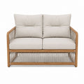 Canapé de jardin 2 places beige en acacia massif et corde polyester 130 x 75 x 80 cm