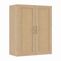 Armoire de chambre 2 portes chêne clair en panneaux de particules et cannage rectangulaire 80 x 40 x 180 cm
