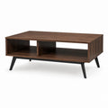 Table basse rectangulaire noyer en panneaux de particules mélaminés avec rangement 110 x 60 x 45 cm