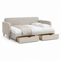 Canapé-lit 2 places beige en polyester rectangulaire avec 2 tiroirs 140 x 200 cm 220 x 162 x 88 cm