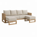 Canapé de jardin d'angle 4 places beige en bois massif d'acacia 250 x 160 x 80 cm