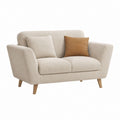 Canapé 2 places beige en polyester avec pieds en bois massif 160 x 90 x 86 cm