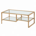 Table basse rectangulaire naturelle en bambou et verre transparent 120 x 60 x 45 cm