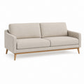 Canapé droit 2 places beige en polyester et bois massif 180 x 85 x 82 cm