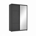 Armoire à portes coulissantes noire en panneaux de particules avec miroir rectangulaire 120 x 60 x 200 cm