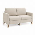 Canapé 2 places beige en polyester avec pieds en bois massif 145 x 82 x 85 cm